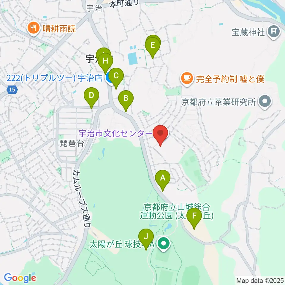 宇治市歴史資料館周辺の駐車場・コインパーキング一覧地図