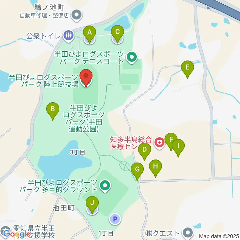 半田ぴよログスポーツパーク陸上競技場周辺の駐車場・コインパーキング一覧地図