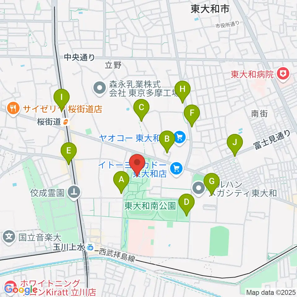 東大和S&D体育館周辺の駐車場・コインパーキング一覧地図