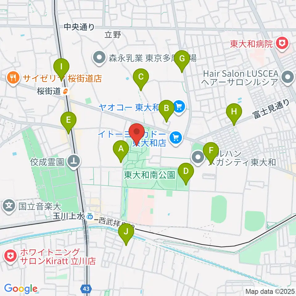 東大和S&D体育館周辺の駐車場・コインパーキング一覧地図