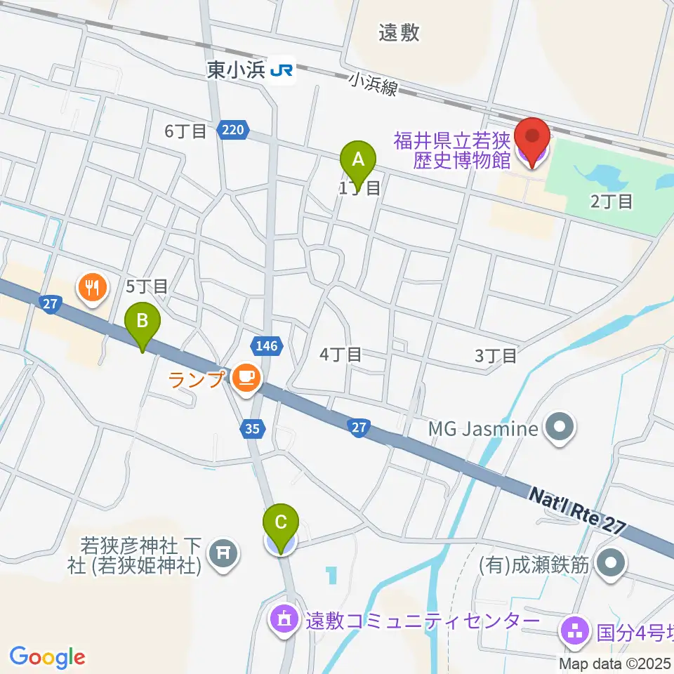 福井県立若狭歴史博物館周辺の駐車場・コインパーキング一覧地図