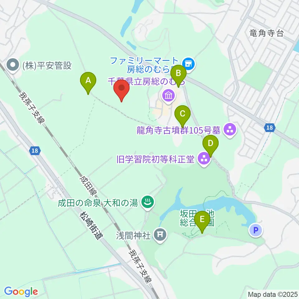 千葉県立房総のむら 風土記の丘資料館周辺の駐車場・コインパーキング一覧地図