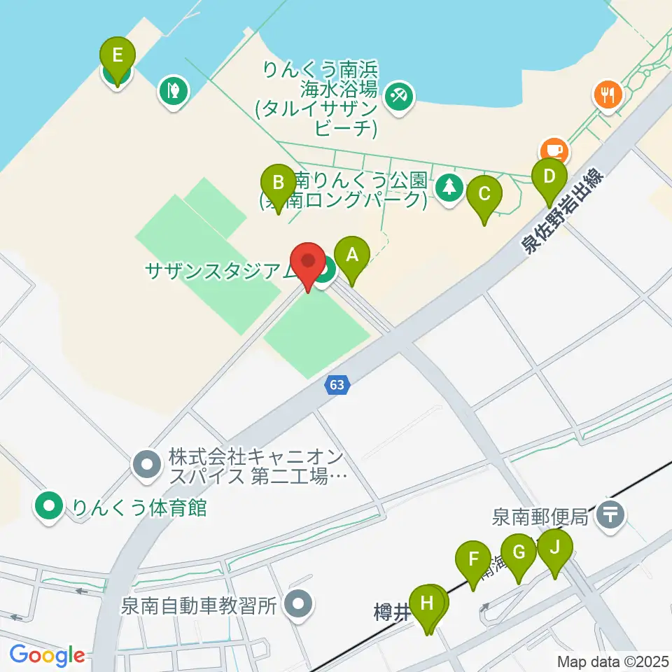 J:COMサザンスタジアム周辺の駐車場・コインパーキング一覧地図