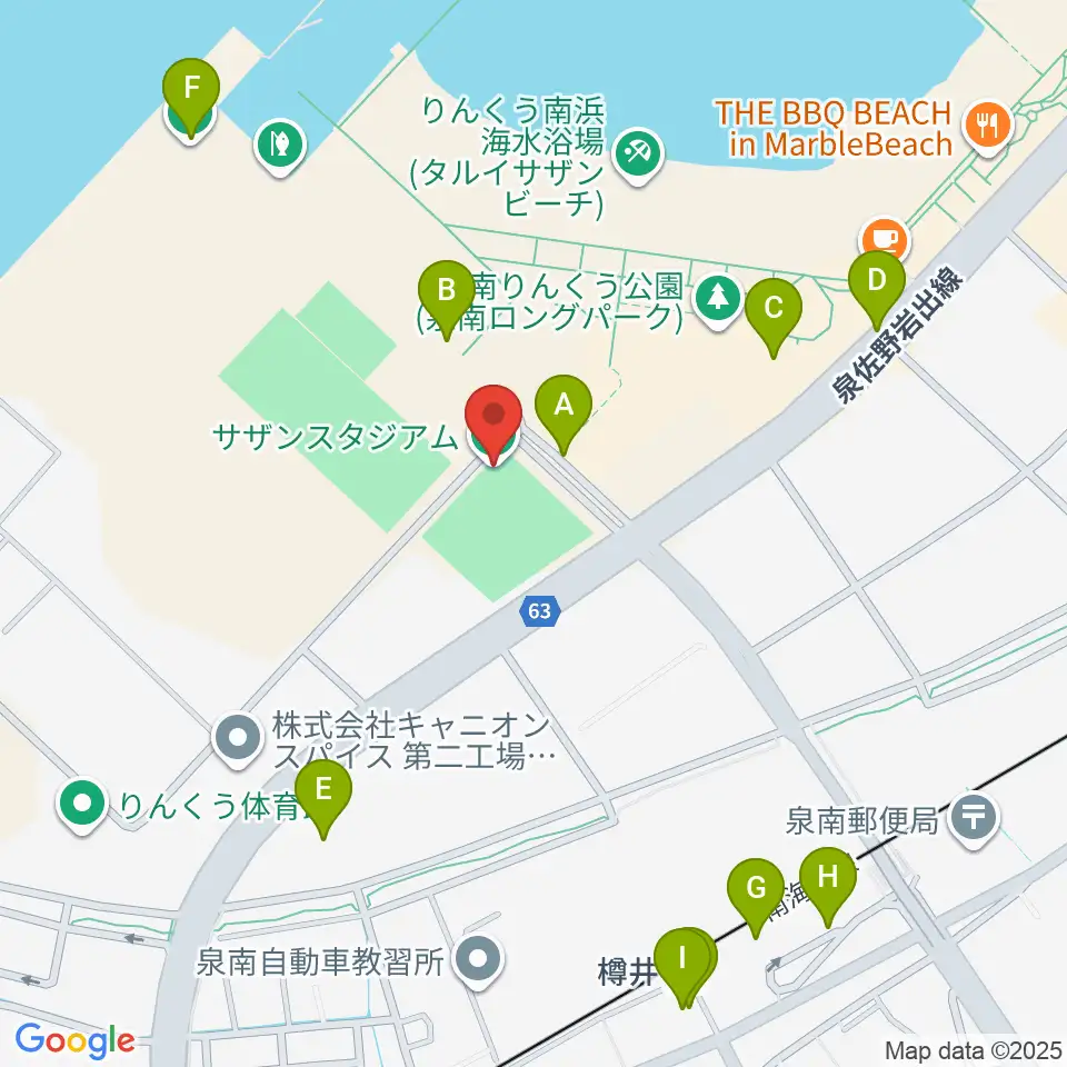 J:COMサザンスタジアム周辺の駐車場・コインパーキング一覧地図