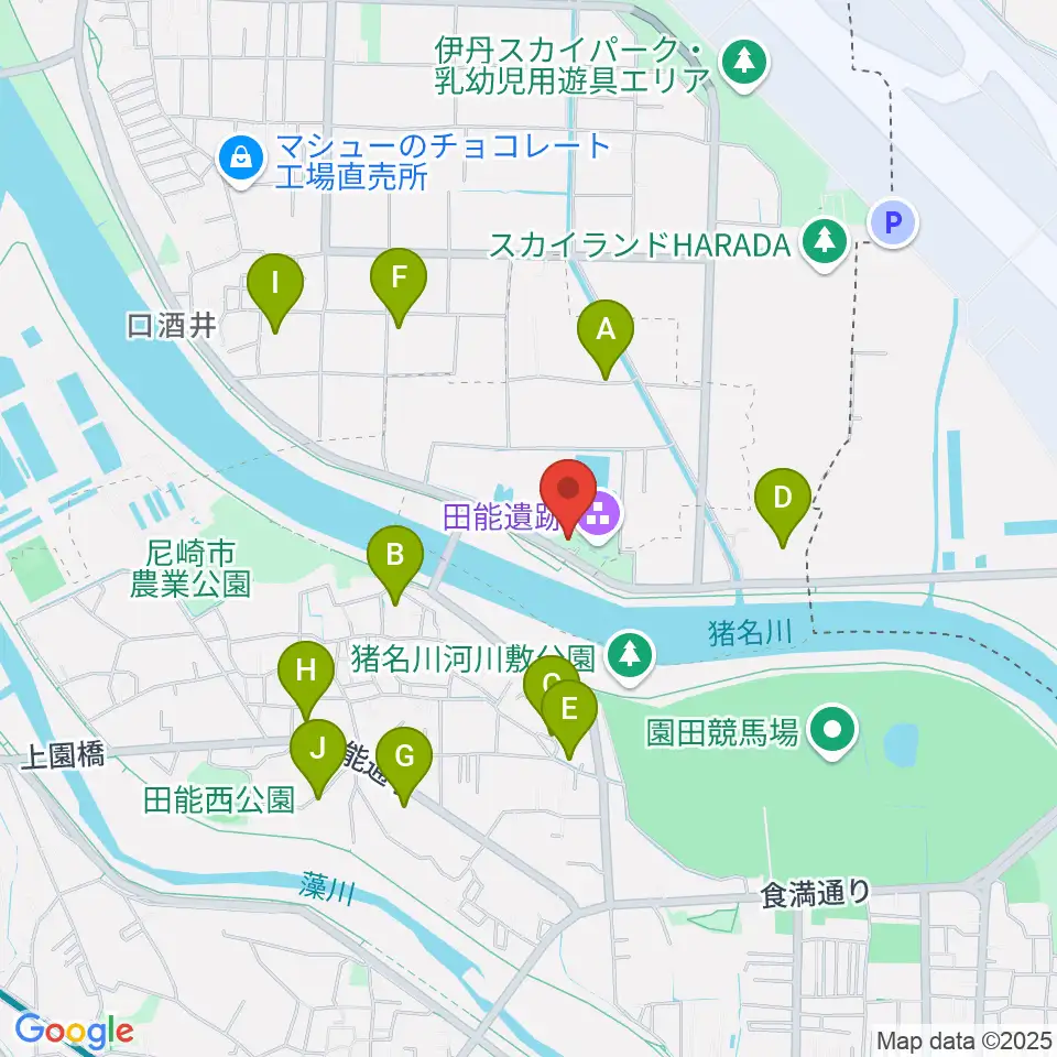 尼崎市立田能資料館周辺の駐車場・コインパーキング一覧地図