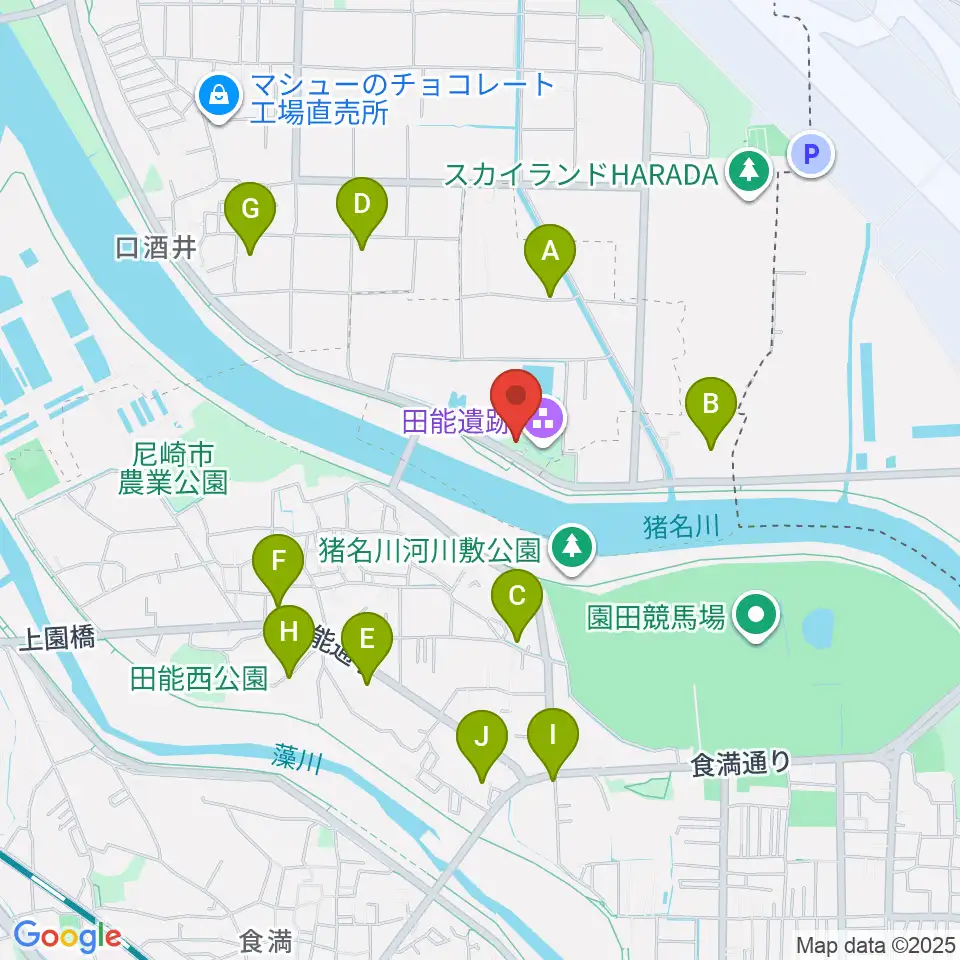 尼崎市立田能資料館周辺の駐車場・コインパーキング一覧地図