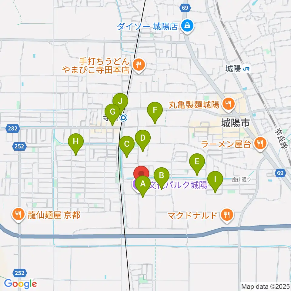 城陽市歴史民俗資料館周辺の駐車場・コインパーキング一覧地図