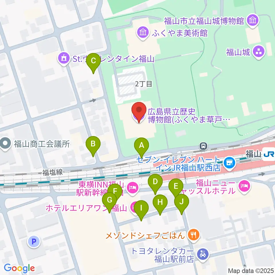 広島県立歴史博物館周辺の駐車場・コインパーキング一覧地図