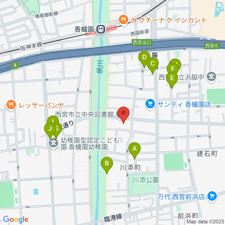 西宮市立郷土資料館周辺の駐車場・コインパーキング一覧地図