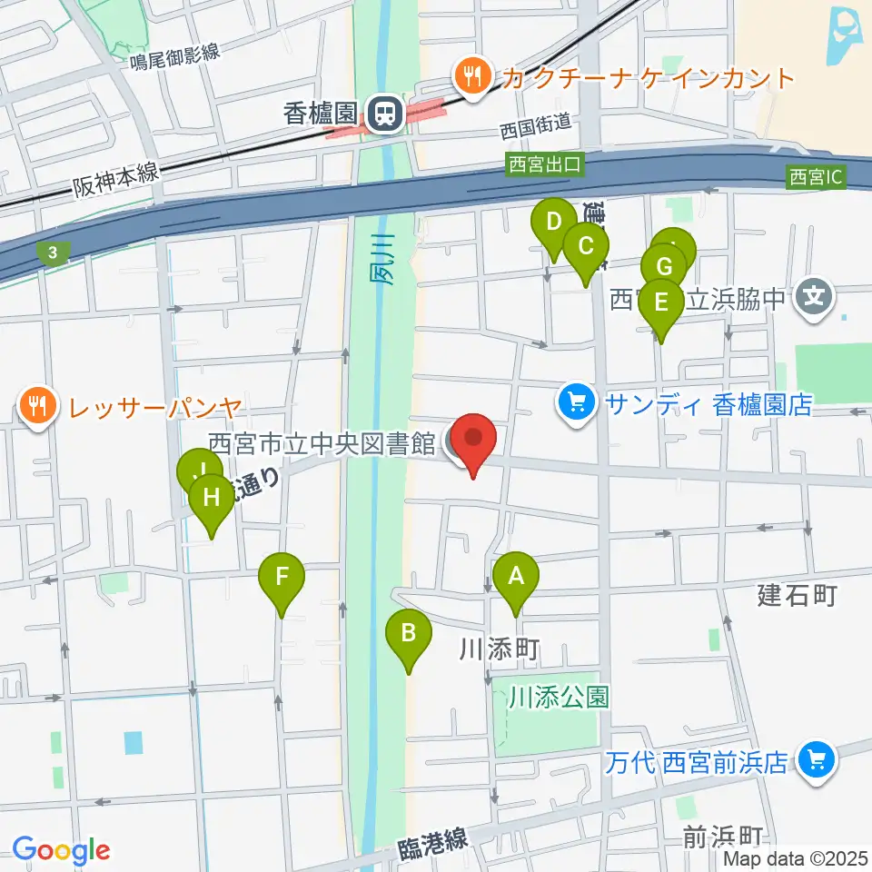 西宮市立郷土資料館周辺の駐車場・コインパーキング一覧地図