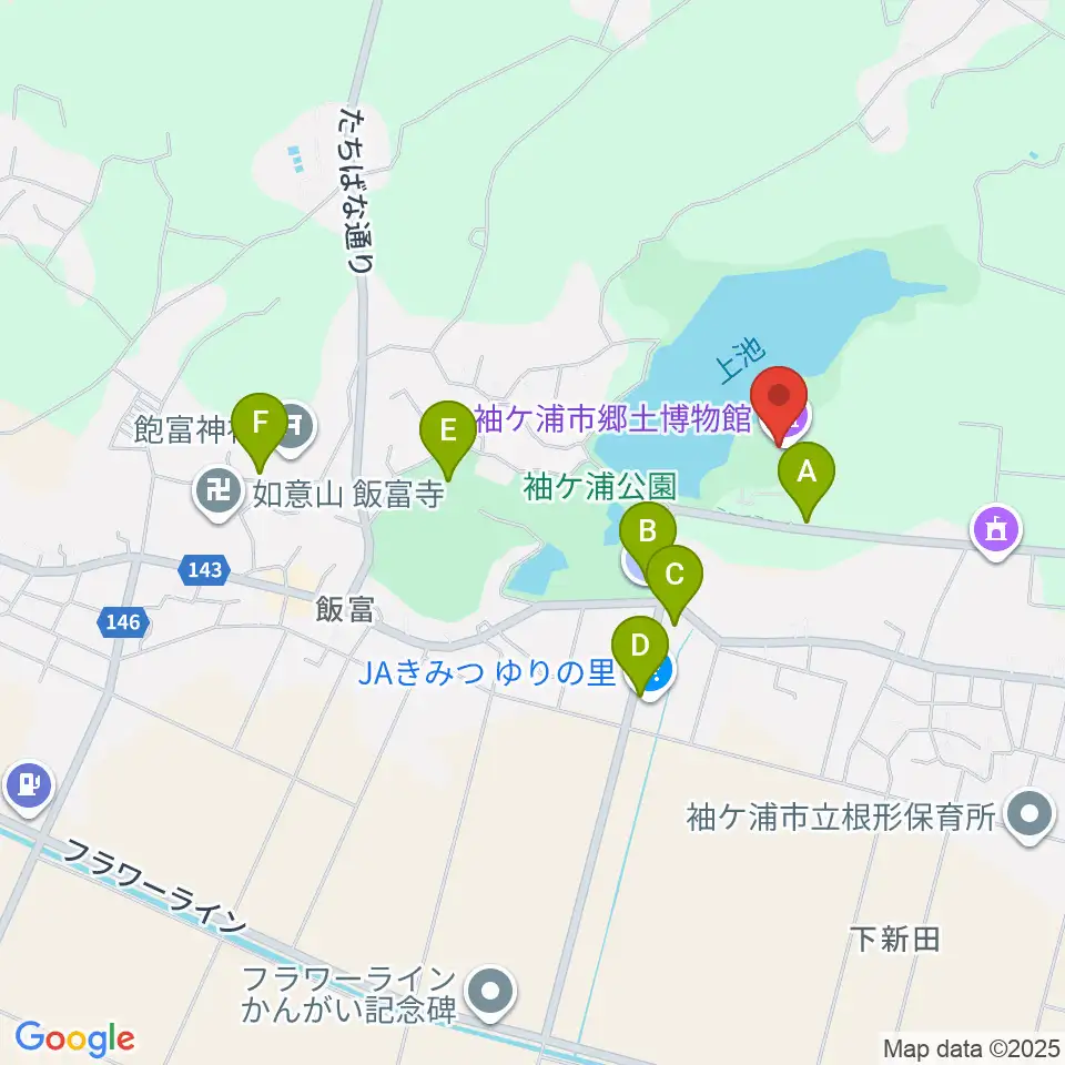 袖ケ浦市郷土博物館周辺の駐車場・コインパーキング一覧地図