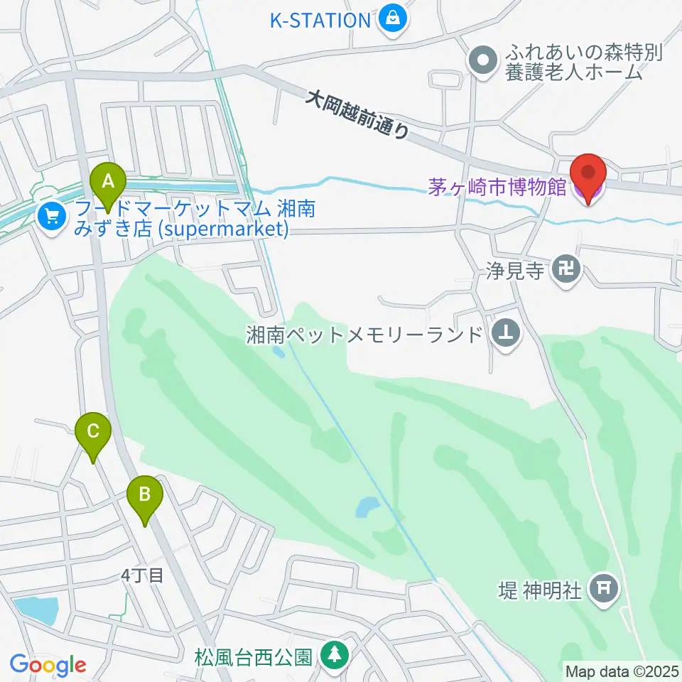 茅ヶ崎市博物館周辺の駐車場・コインパーキング一覧地図