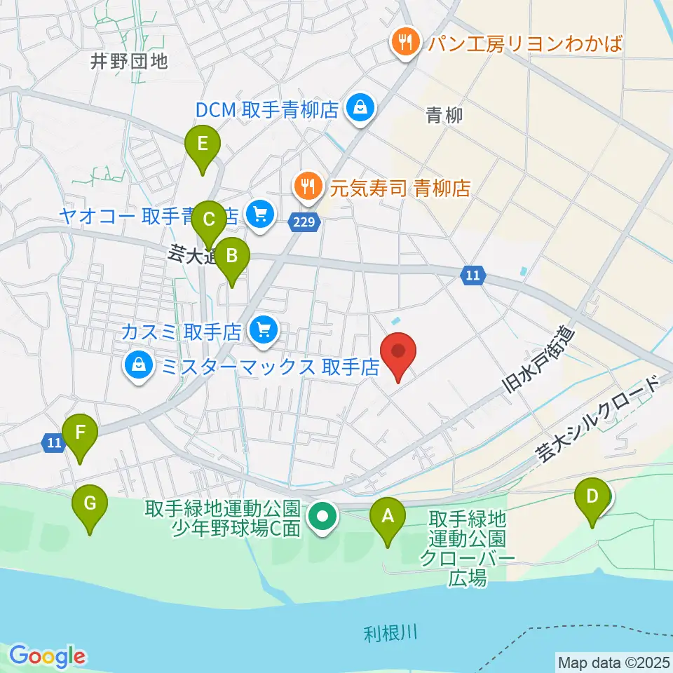取手市埋蔵文化財センター周辺の駐車場・コインパーキング一覧地図