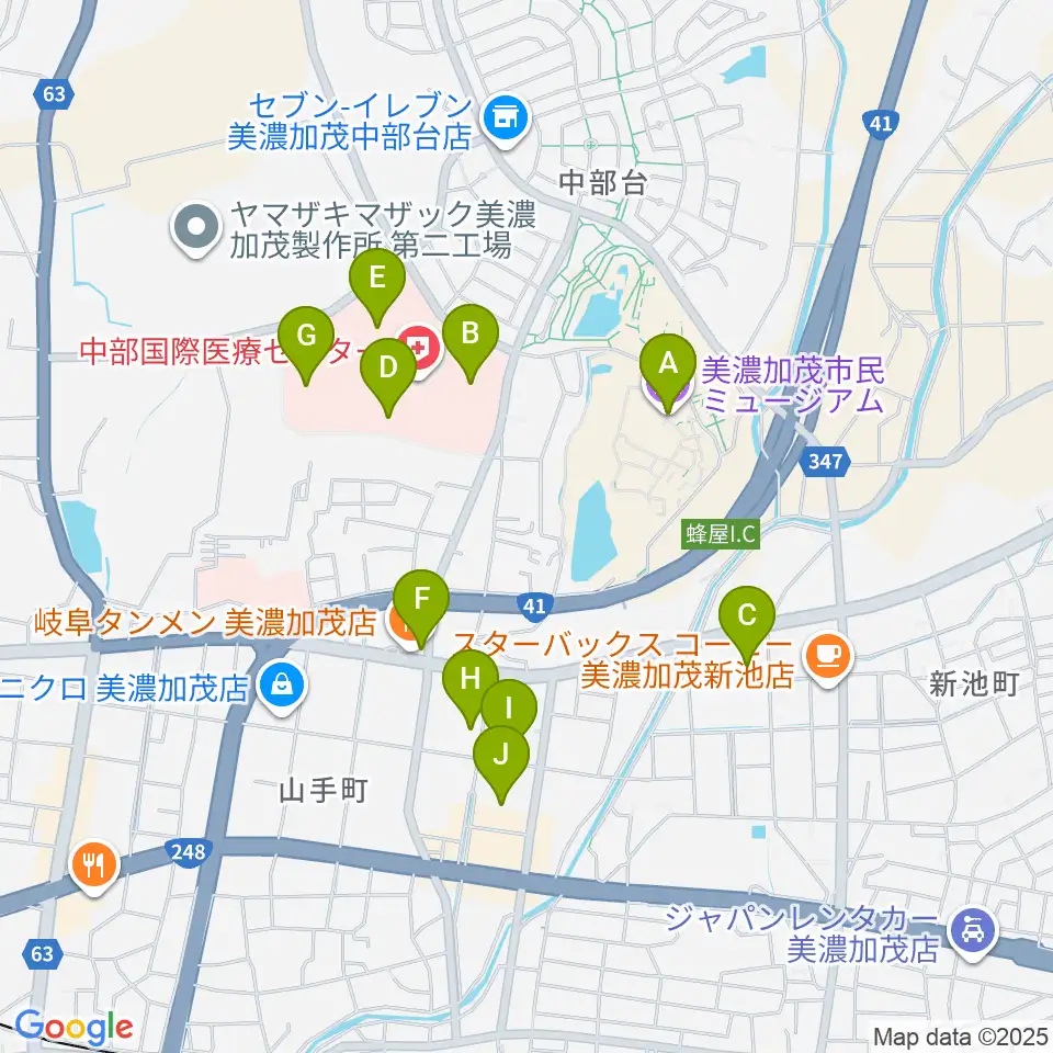 美濃加茂市民ミュージアム周辺の駐車場・コインパーキング一覧地図