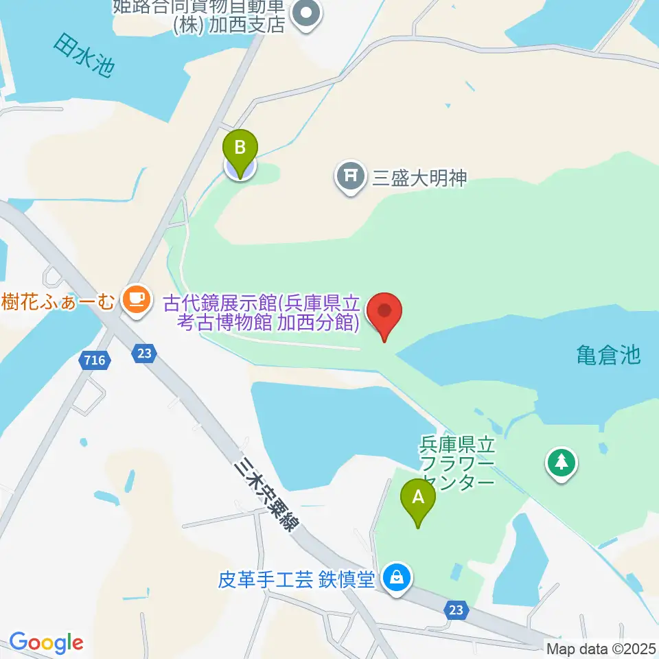 古代鏡展示館周辺の駐車場・コインパーキング一覧地図