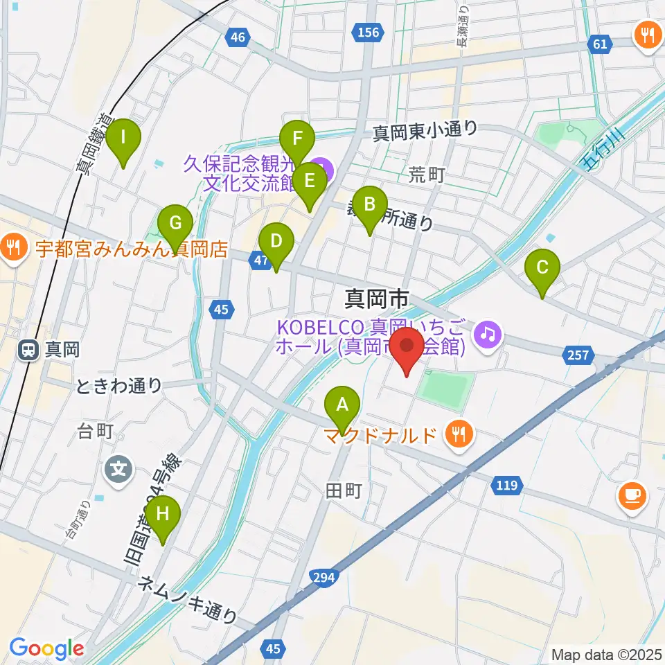 真岡トクシン総合体育館周辺の駐車場・コインパーキング一覧地図