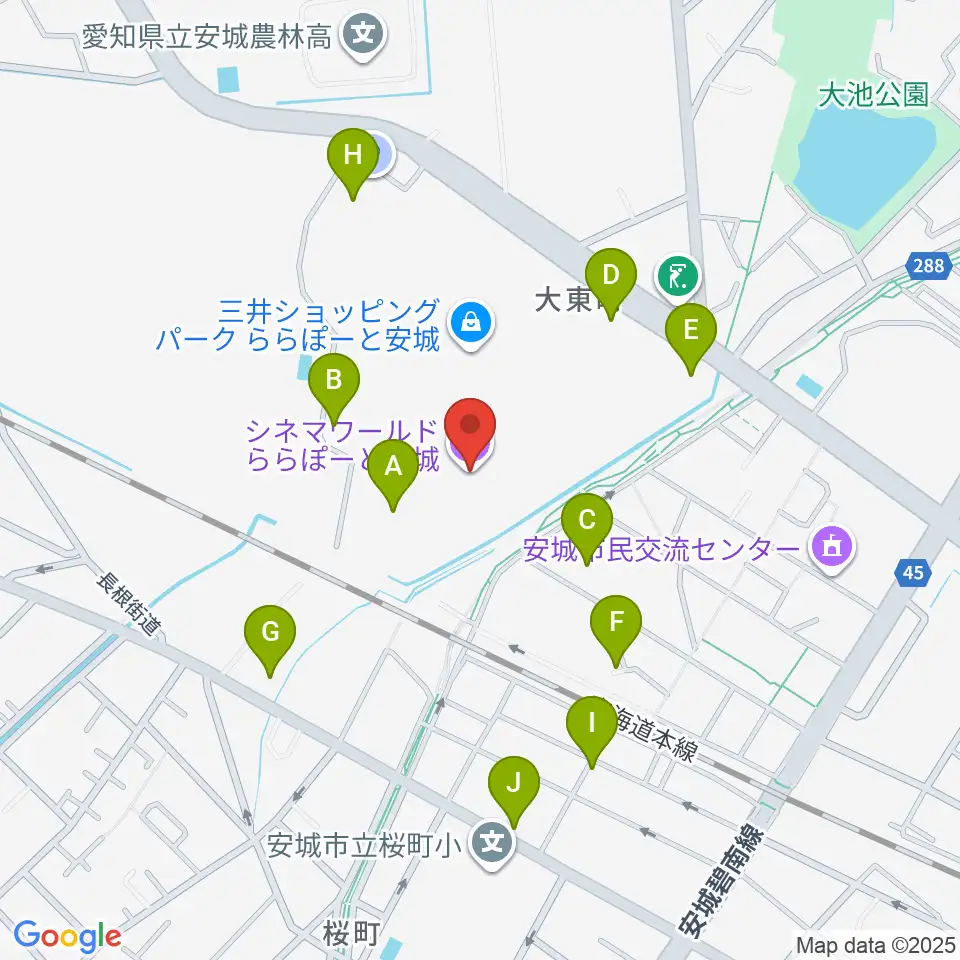 シネマワールドららぽーと安城周辺の駐車場・コインパーキング一覧地図