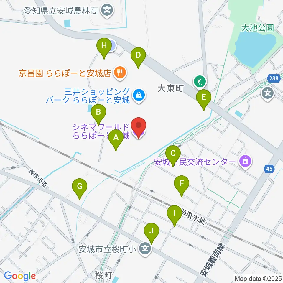 シネマワールドららぽーと安城周辺の駐車場・コインパーキング一覧地図