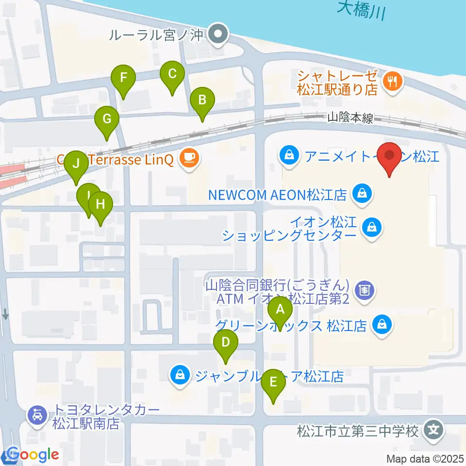 イオンシネマ松江周辺の駐車場・コインパーキング一覧地図