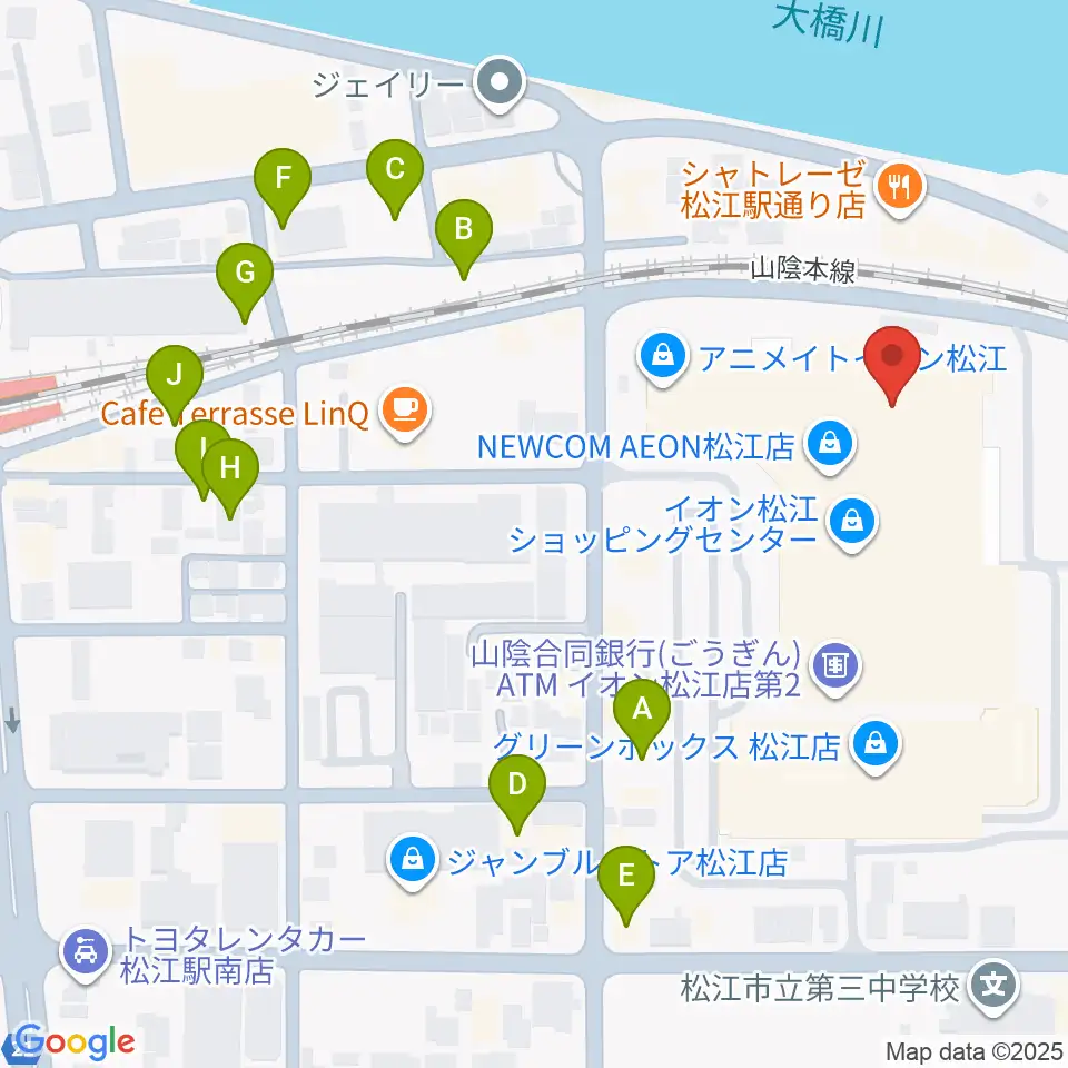 イオンシネマ松江周辺の駐車場・コインパーキング一覧地図