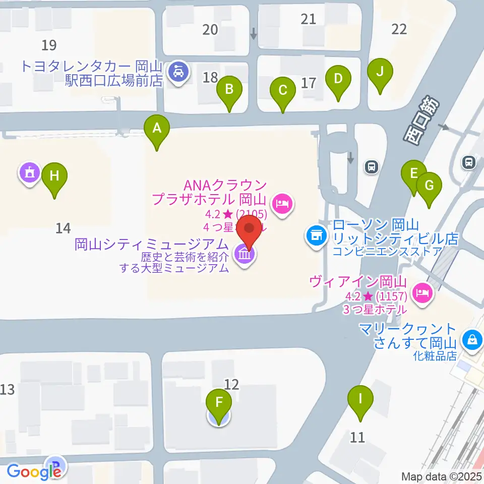 岡山シティミュージアム周辺の駐車場・コインパーキング一覧地図