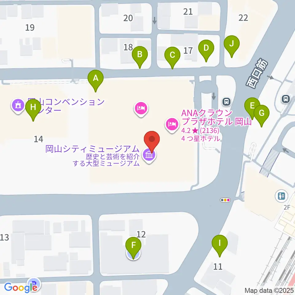 岡山シティミュージアム周辺の駐車場・コインパーキング一覧地図