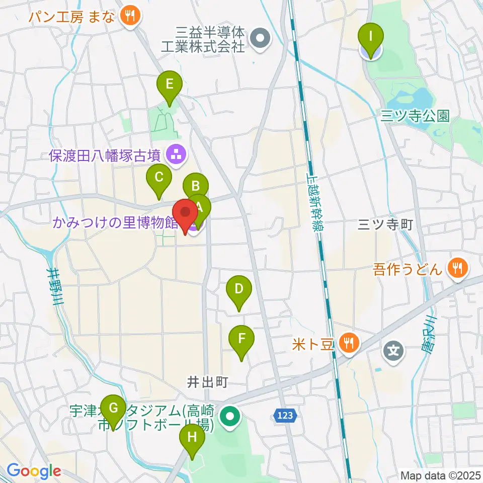 かみつけの里博物館周辺の駐車場・コインパーキング一覧地図