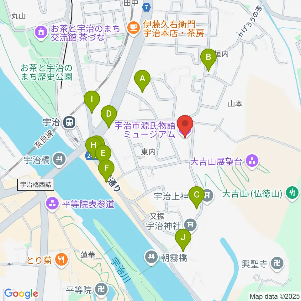 宇治市源氏物語ミュージアム周辺の駐車場・コインパーキング一覧地図