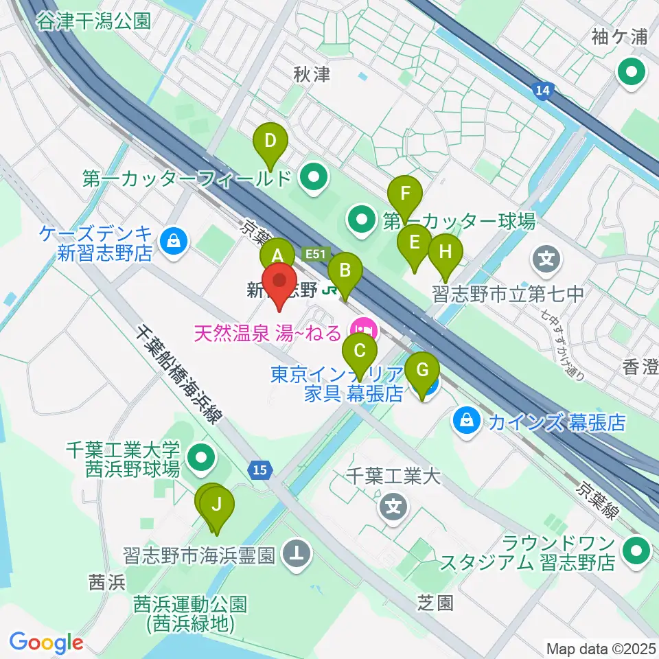 千葉県国際総合水泳場周辺の駐車場・コインパーキング一覧地図