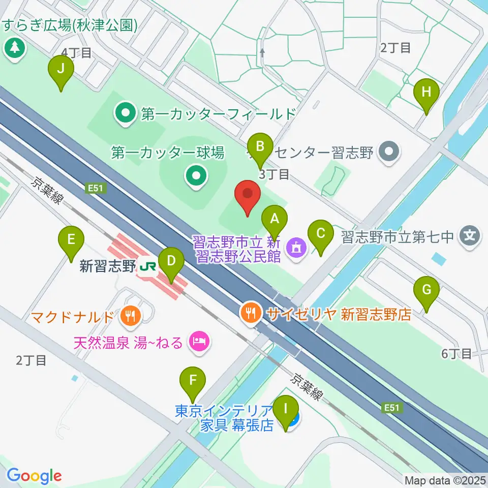 秋津公園多目的広場周辺の駐車場・コインパーキング一覧地図