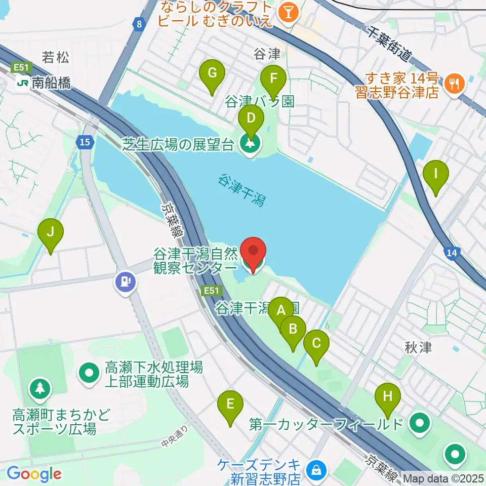 谷津干潟自然観察センター周辺の駐車場・コインパーキング一覧地図