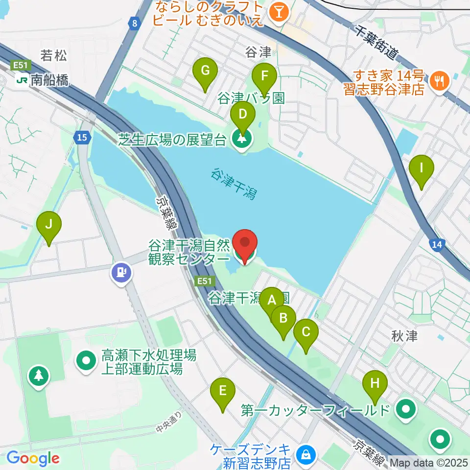 谷津干潟自然観察センター周辺の駐車場・コインパーキング一覧地図