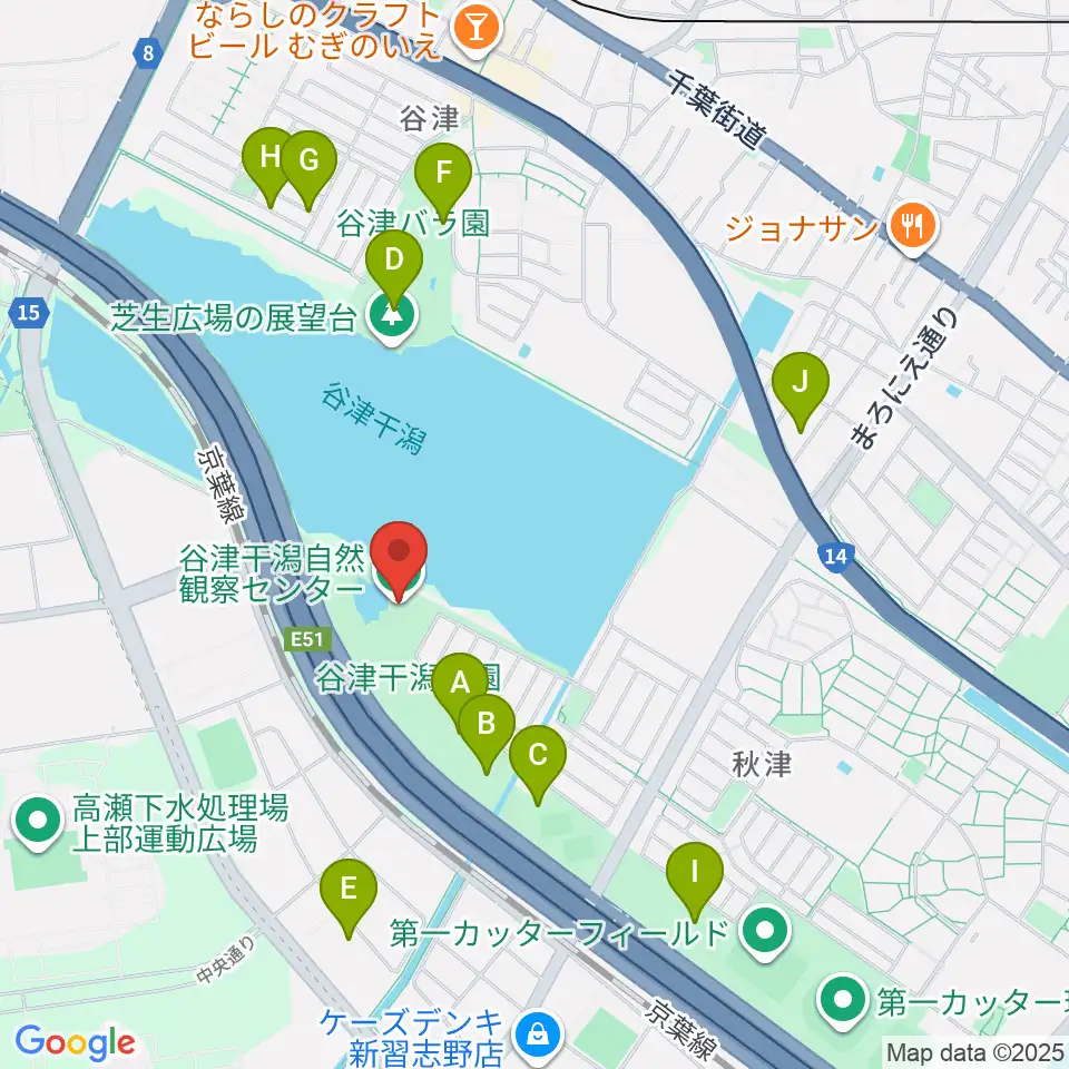 谷津干潟自然観察センター周辺の駐車場・コインパーキング一覧地図