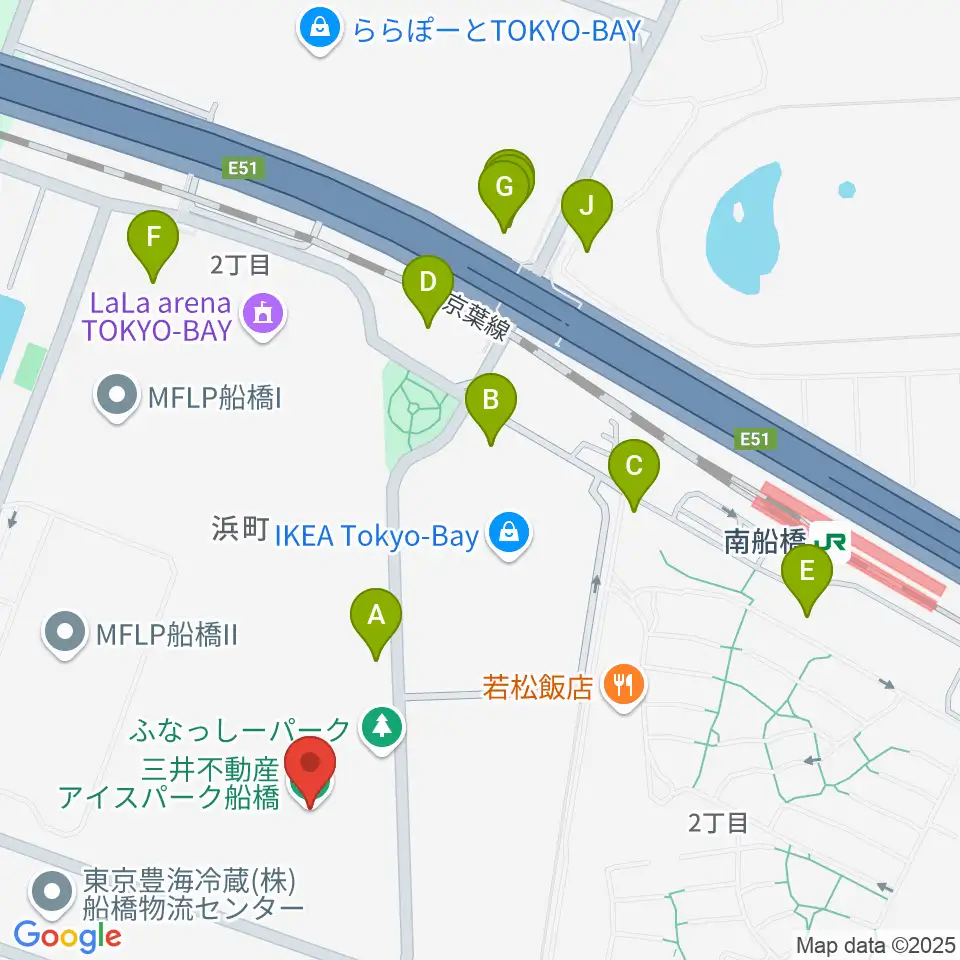 三井不動産アイスパーク船橋周辺の駐車場・コインパーキング一覧地図