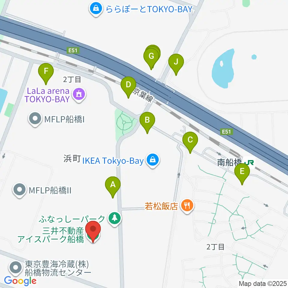 三井不動産アイスパーク船橋周辺の駐車場・コインパーキング一覧地図