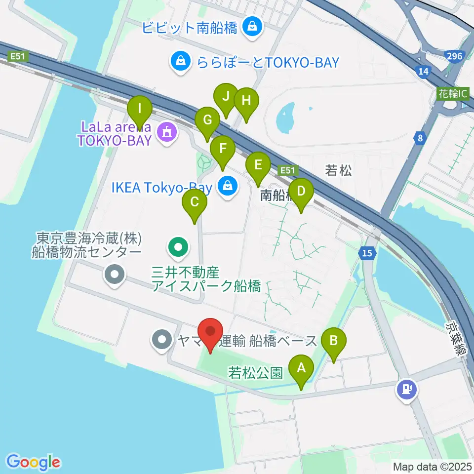 若松公園野球場周辺の駐車場・コインパーキング一覧地図
