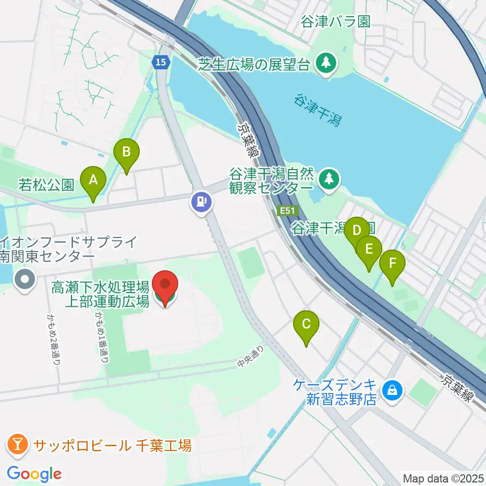 高瀬下水処理場上部運動広場周辺の駐車場・コインパーキング一覧地図
