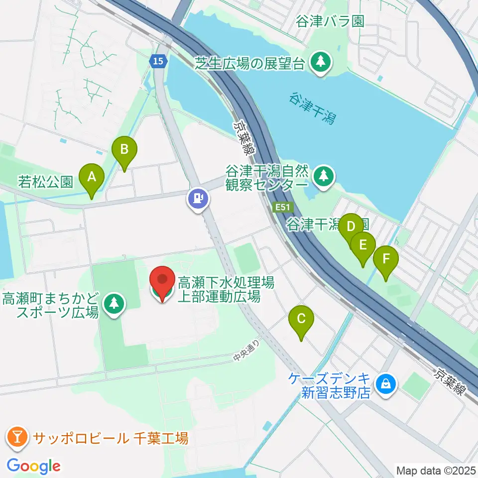 高瀬下水処理場上部運動広場周辺の駐車場・コインパーキング一覧地図