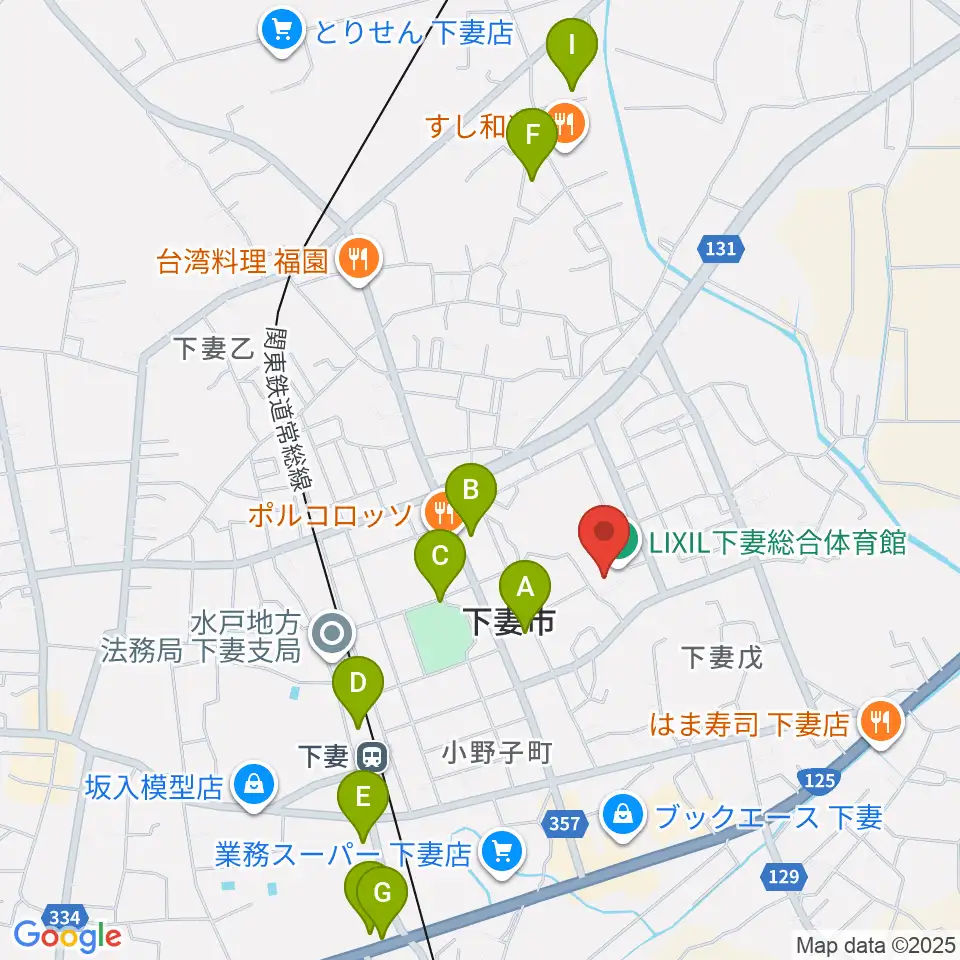 LIXIL下妻総合体育館周辺の駐車場・コインパーキング一覧地図