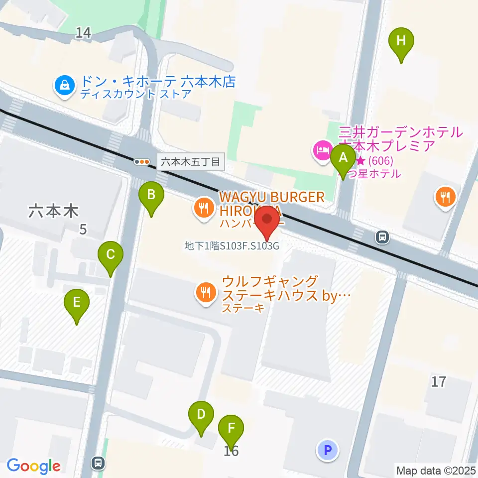 PLUSWIN HALL 六本木周辺の駐車場・コインパーキング一覧地図