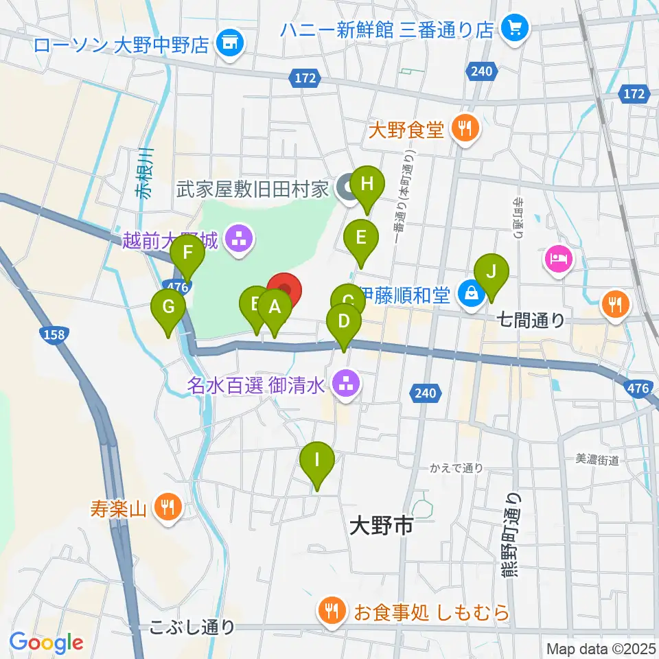 大野市民俗資料館周辺の駐車場・コインパーキング一覧地図