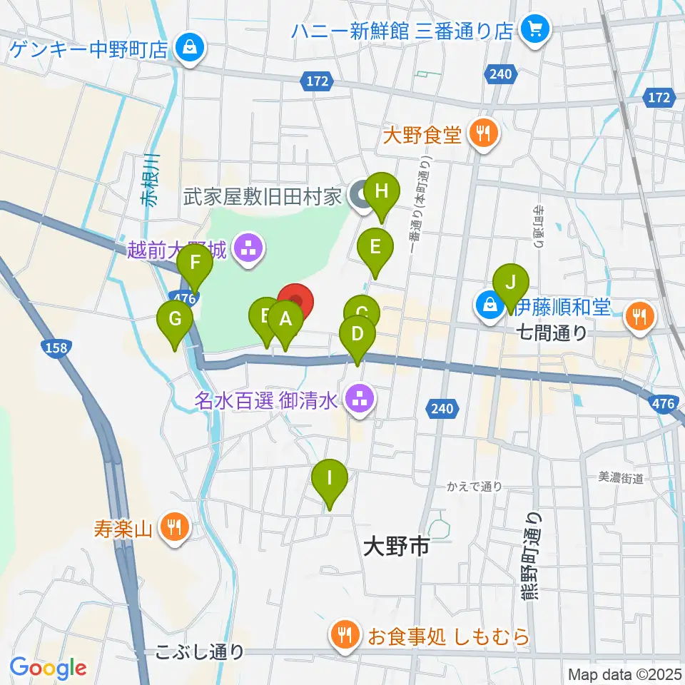 大野市民俗資料館周辺の駐車場・コインパーキング一覧地図