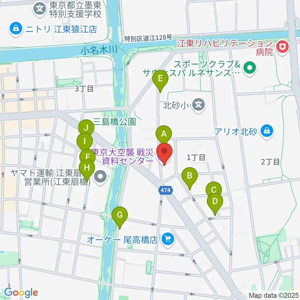 東京大空襲・戦災資料センター周辺の駐車場・コインパーキング一覧地図