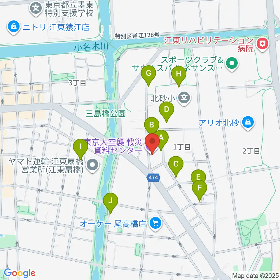東京大空襲・戦災資料センター周辺の駐車場・コインパーキング一覧地図