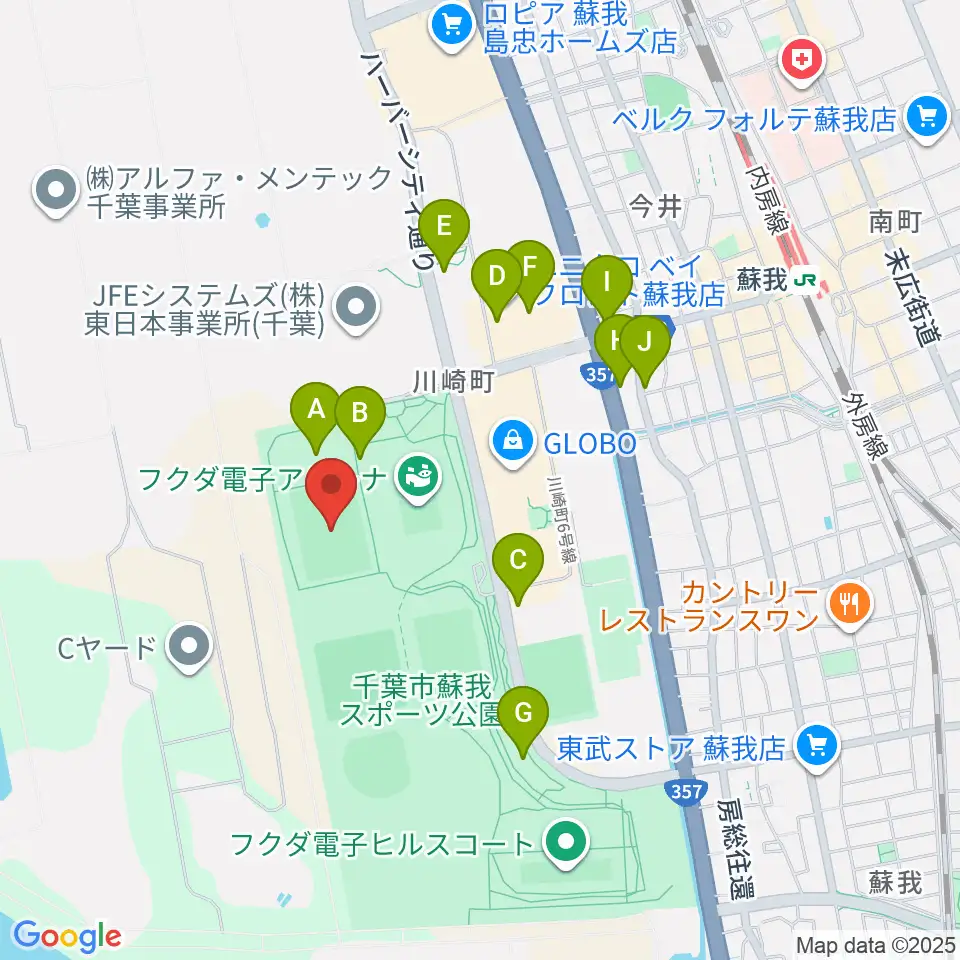 フクダ電子フィールド周辺の駐車場・コインパーキング一覧地図