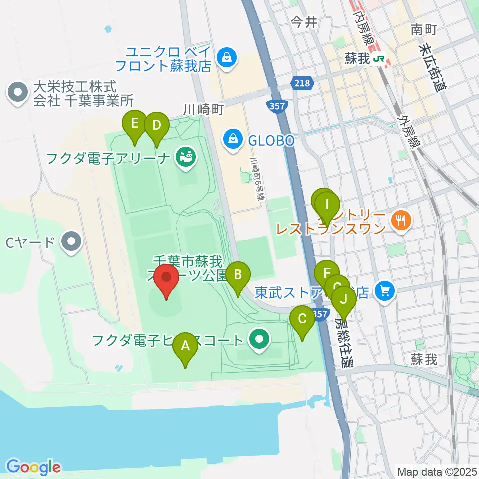 フクダ電子スタジアム周辺の駐車場・コインパーキング一覧地図