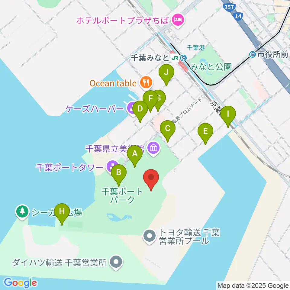 千葉ポートーパーク野外ステージ周辺の駐車場・コインパーキング一覧地図