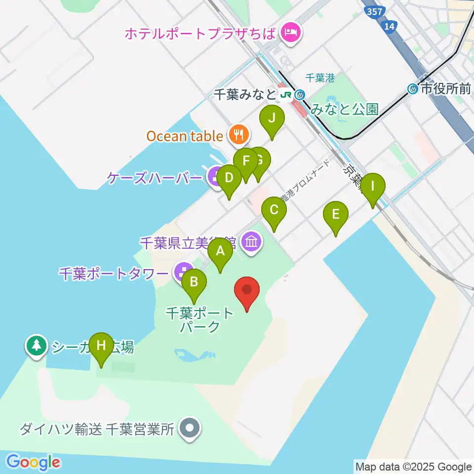 千葉ポートーパーク野外ステージ周辺の駐車場・コインパーキング一覧地図