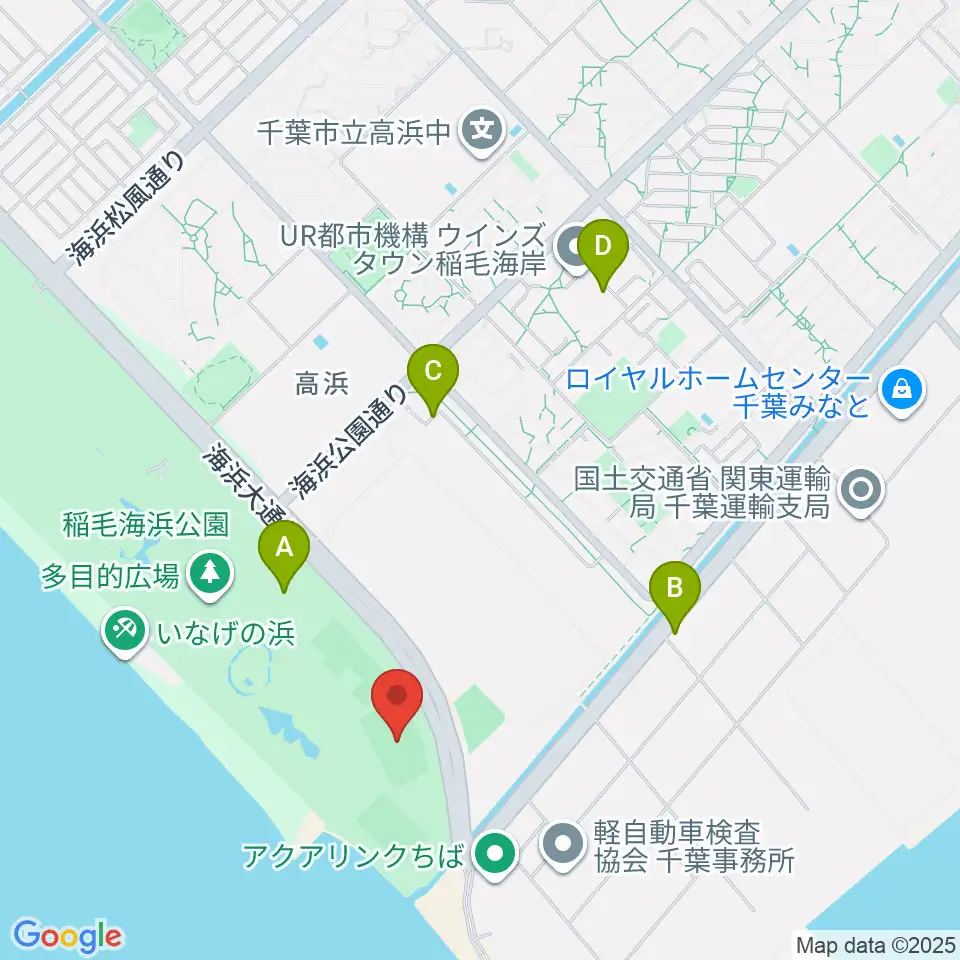 稲毛海浜公園野球場周辺の駐車場・コインパーキング一覧地図
