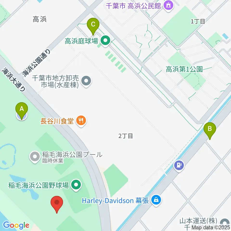 稲毛海浜公園屋内運動場周辺の駐車場・コインパーキング一覧地図